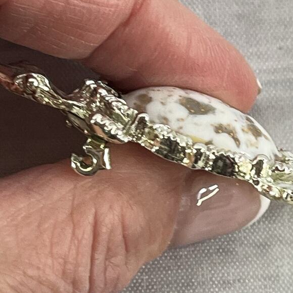 Vintage Gerrys Turtle Art Glass Cabochon Brooch Pin Marble Brown Gold 2.25" - Picture 10 of 16